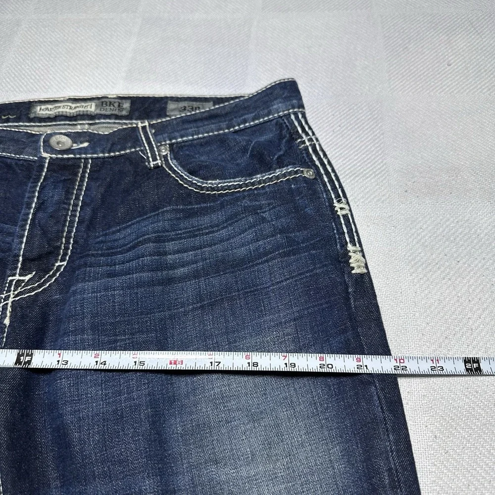 BKE Denim Carter Straight Jeans 33R (34x31)‎ Button Fly Western Classic Country